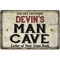 thumbnail image 1 of DEVIN'S Man Cave Sign Rustic 12 x 18 Matte Finish Metal 112180035398, 1 of 1