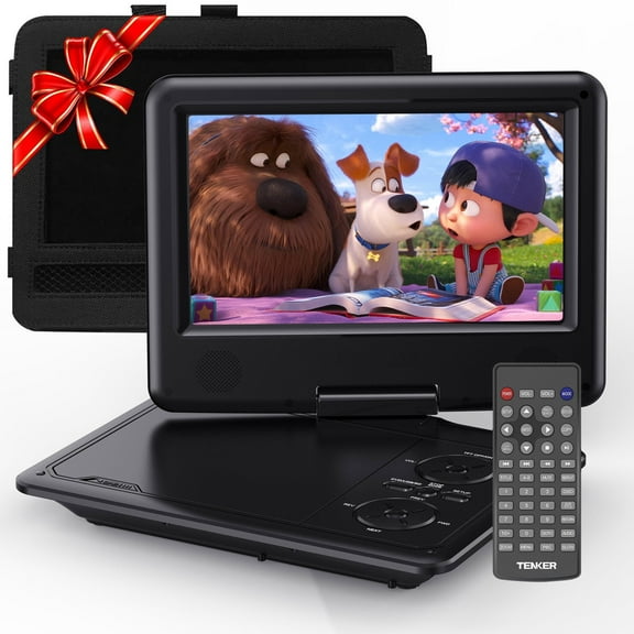 DEVINC 12'' Portable DVD Player for Kids and Car, 9'' Swivel HD Screen with 5 Hours Rechargeable Battery, Support Sync Screen to TV/SD Card/USB/Multiple Disc Formats, Remote Control, Car Charger