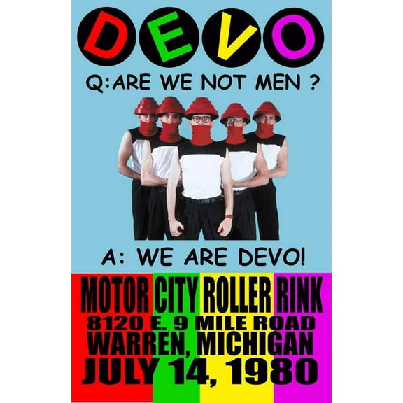 DEVO REPLICA MOTER CITY ROLLER RINK 1980 CONCERT POSTER