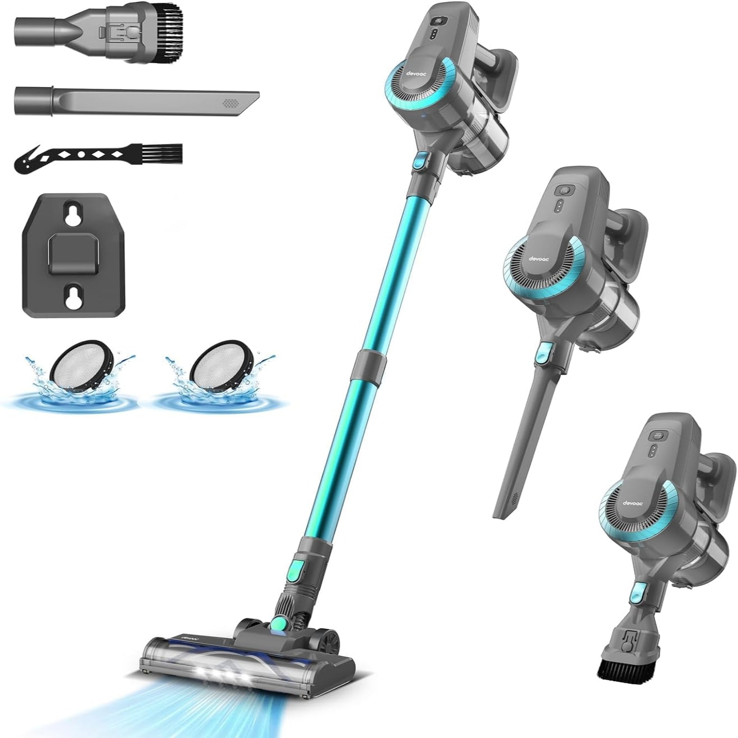 DEVOAC N300 Cordless Vacuum Cleaner, 6 in 1 UltraLightweight Stick