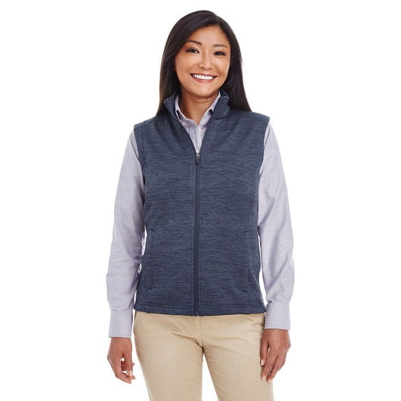 DEVON & JONES DG797W LADIES' NEWBURY MELANGE FLEECE VEST, 3XL, NAVY HEATHER