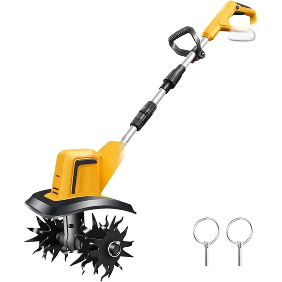 DEVONIC Cordless Electric Garden Tiller,330RPM Electric Garden Tiller, 8 in Tilling Width and 6 in Depth Garden Rototiller for Lawn/Gardening/Soil Cultivation (Without Battery)$$Garden & Patio
