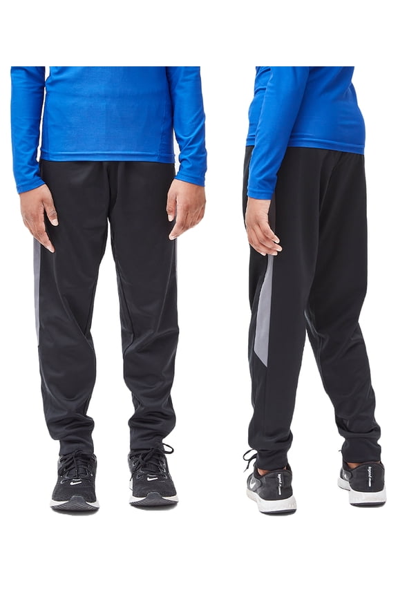 2 Pack Boys Active Performance Workout Athletic Training Pants Jogger Sweatpants Gymwear (Small, Black/Black)