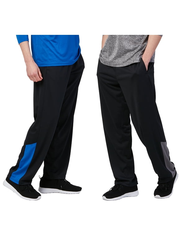 2 Pack Men's Active Performance Workout Athletic Training Sweatpants Gymwear (Medium, Black/Black)