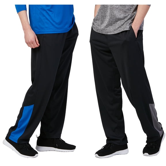 DEVOPS 2 Pack Men's Active Performance Workout Athletic Training Sweatpants Gymwear (Small, Black/Black)