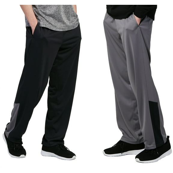 DEVOPS 2 Pack Men's Active Performance Workout Athletic Training Sweatpants Gymwear (Small, Black/Dk.grey)
