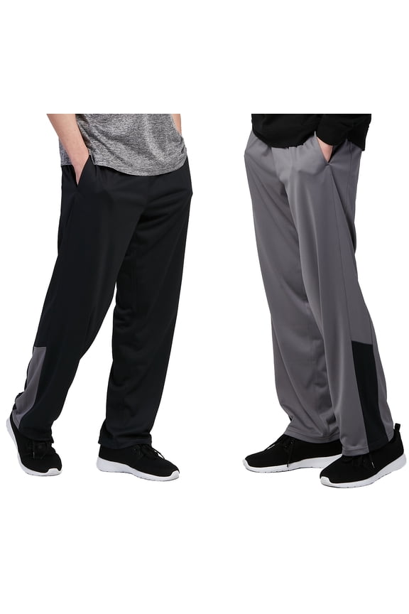 2 Pack Men's Active Performance Workout Athletic Training Sweatpants Gymwear (Small, Black/Dk.grey)