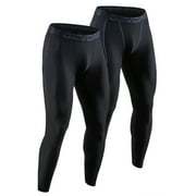 DEVOPS 2 Pack Men's Compression Pants Athletic Leggings (2X-Large, Black/Black)