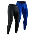thumbnail image 1 of DEVOPS 2 Pack Men's Compression Pants Athletic Leggings (Large, Black/Blue), 1 of 5