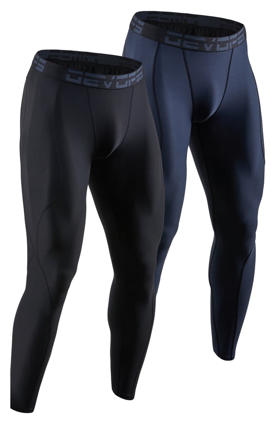 2 Pack Men's Compression Pants Athletic Leggings (Medium, Black/Charcoal)