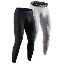 DEVOPS 2 Pack Men's Compression Pants Athletic Leggings (Small, Black/White)
