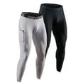 thumbnail image 1 of DEVOPS 2 Pack Men's Compression Pants Athletic Leggings With Pocket (2X-Large, Black/White), 1 of 1