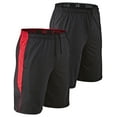 thumbnail image 1 of DEVOPS 2 Pack Men's Loose-Fit 10" Workout Gym Shorts with Pockets (Large, Black/Black(Red)), 1 of 7