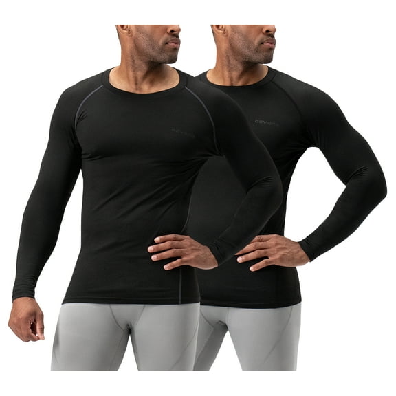 DevOps Men's Thermal Long Sleeve Compression Shirts, 2 Pack, Sizes L