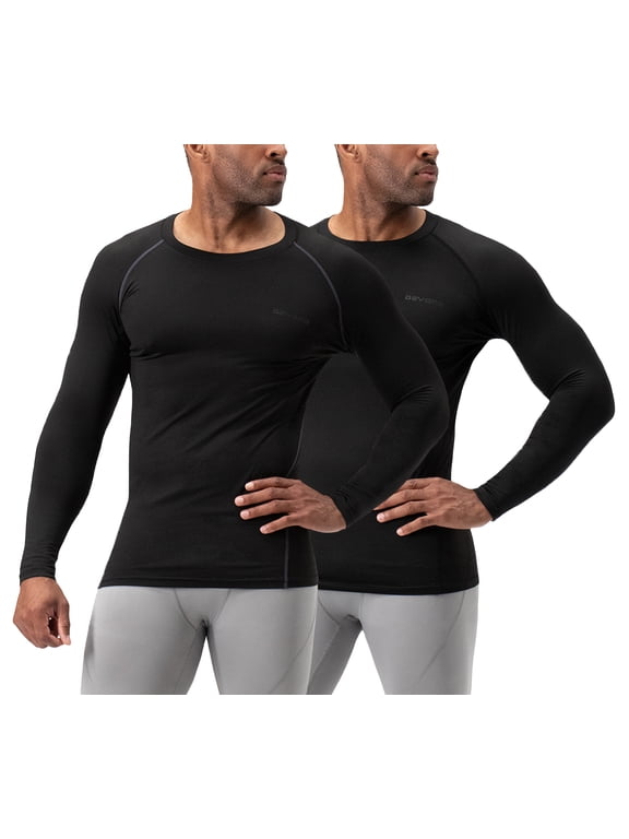 Men's Thermal Long Sleeve Compression Shirts, 2 Pack, Sizes L