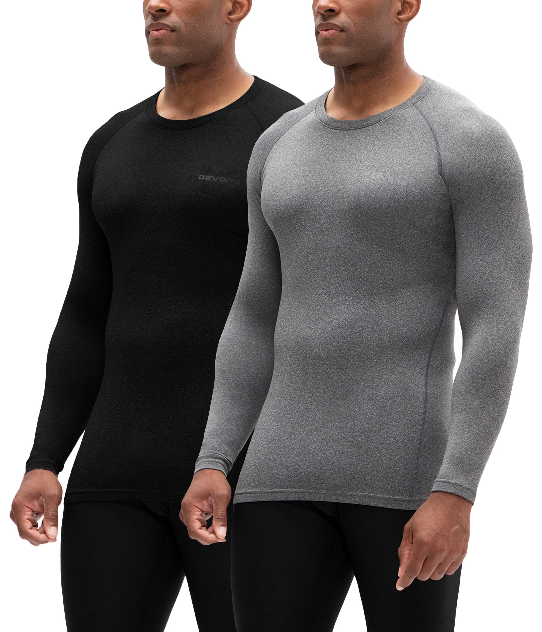 DEVOPS 2 Pack Men's Thermal long sleeve compression shirts (Medium ...