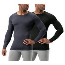 DEVOPS 2 Pack Men's Thermal long sleeve compression shirts (Small, Black/Charcoal)