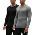 thumbnail image 1 of DEVOPS 2 Pack Men's Thermal long sleeve compression shirts (Small, Black/Heather Charcoal), 1 of 1