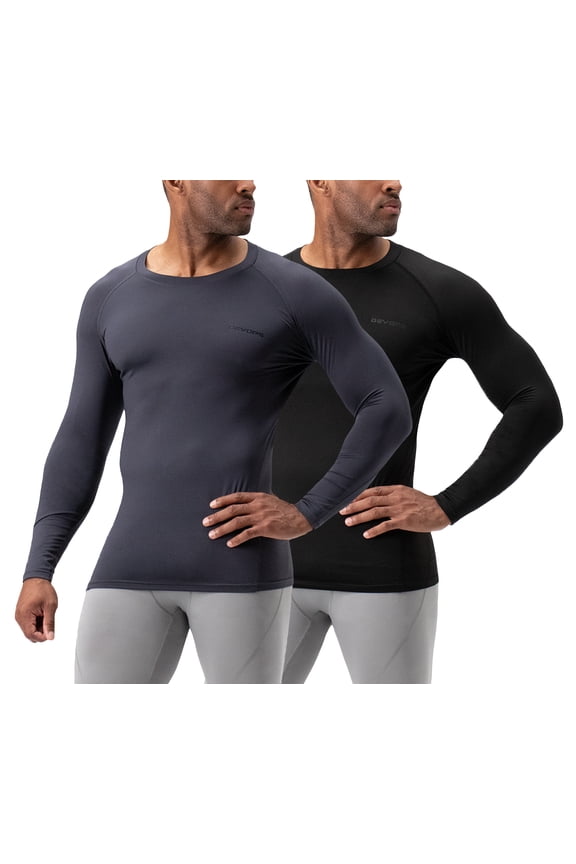 2 Pack Men's Thermal long sleeve compression shirts (X-Large, Black/Charcoal)