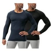 DEVOPS 2 Pack Men's Thermal long sleeve compression shirts (Small, Black/Charcoal)