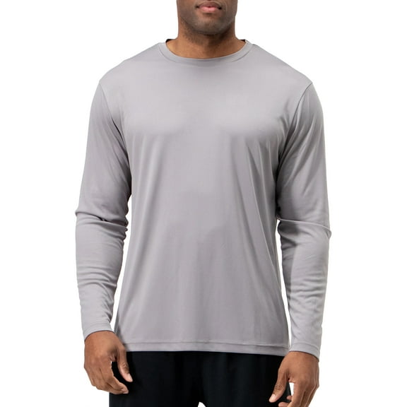 DEVOPS 2 Pack Men's UPF 50 Sun Protection Long Sleeve dry Fit Fishing Hiking Running Workout T-Shirts (2X-Large, Grapite)