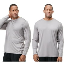DEVOPS 2 Pack Men's UPF 50+ Sun Protection Long Sleeve dry Fit Fishing Hiking Running Workout T-Shirts (3X-Large, Grapite)