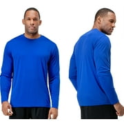 2 Pack Men's UPF 50+ Sun Protection Long Sleeve dry Fit Fishing Hiking Running Workout T-Shirts (Medium, Dark Royal)