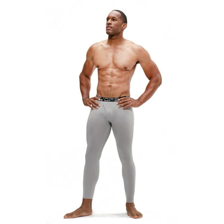 DEVOPS 2 Pack Men's thermal Heated Warm fleece lined Long Johns leggings (Large, Black/Gray)