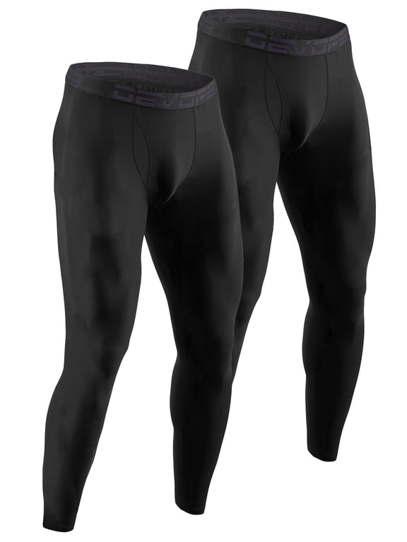 2 Pack Men's thermal Heated Warm fleece lined Long Johns leggings (Medium, Black/Black)