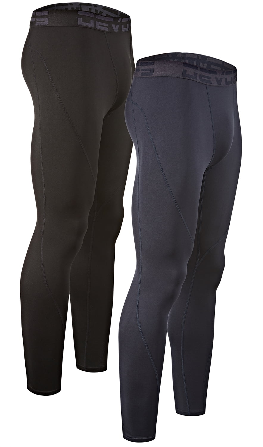 DEVOPS 2 Pack Men's thermal compression pants, Athletic sports Leggings  (2X-Large, Black/White)