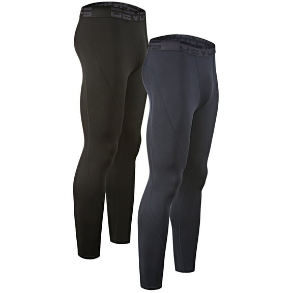 DevOps Men's Thermal Compression Pants, Athletic Leggings, 2 Pack (2X-Large, Black/Navy)