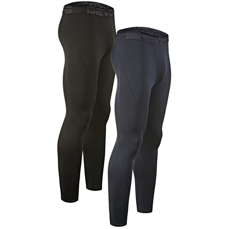 DEVOPS 2 Pack Men's thermal compression pants, Athletic sports Leggings  (2X-Large, Black/Navy)