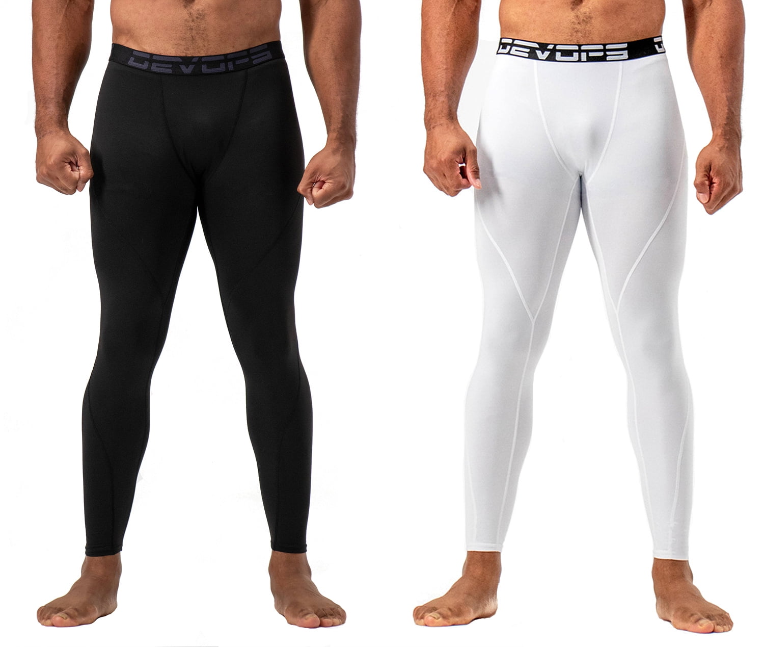 DEVOPS 2 Pack Men's thermal compression pants, Athletic sports Leggings  (X-Large, Black/Red) 