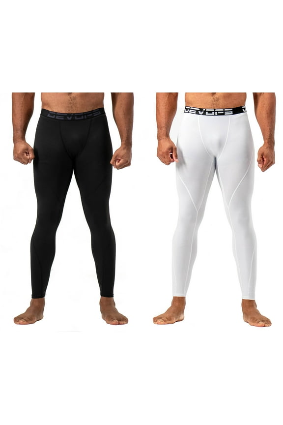 Men's Thermal Compression Base Layer Pants, Black (2 Pack)