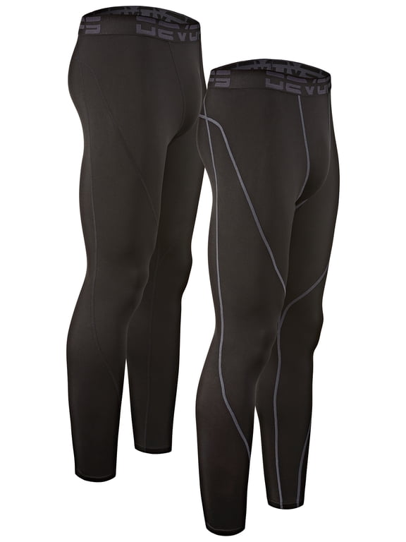 2 Pack Men's thermal compression pants, Athletic sports Leggings (Large, Black/Black)
