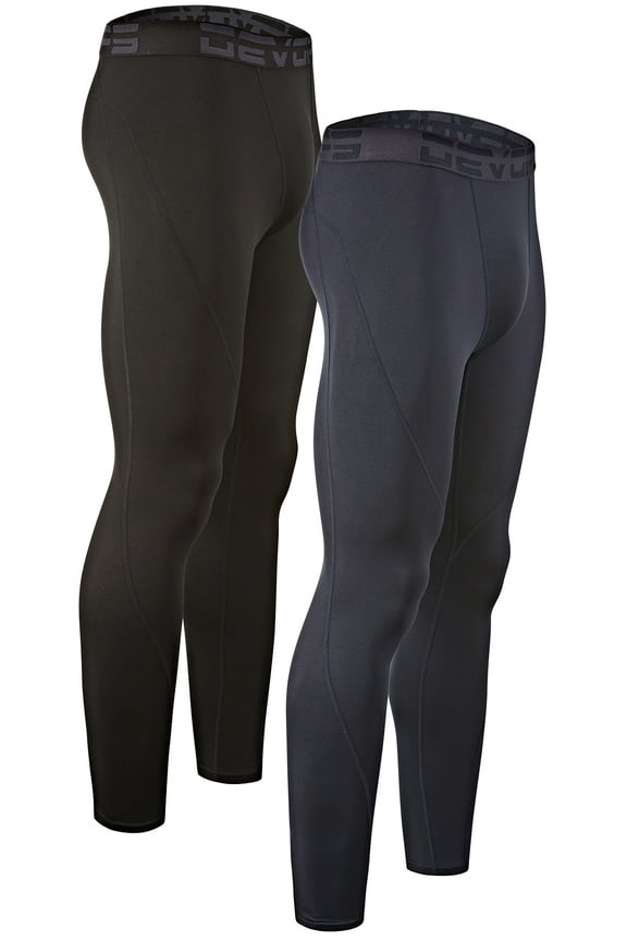 2 Pack Men's thermal compression pants, Athletic sports Leggings (Large, Black/Navy)