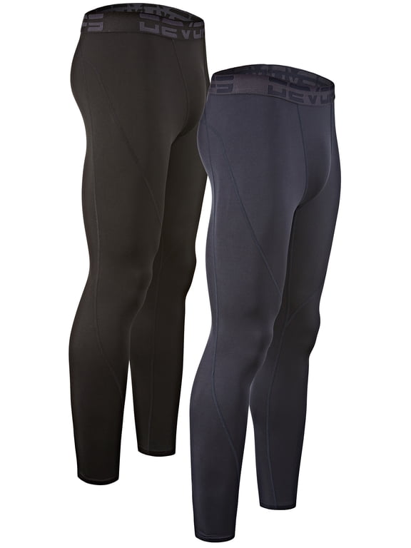 2 Pack Men's thermal compression pants, Athletic sports Leggings (Large, Black/Navy)