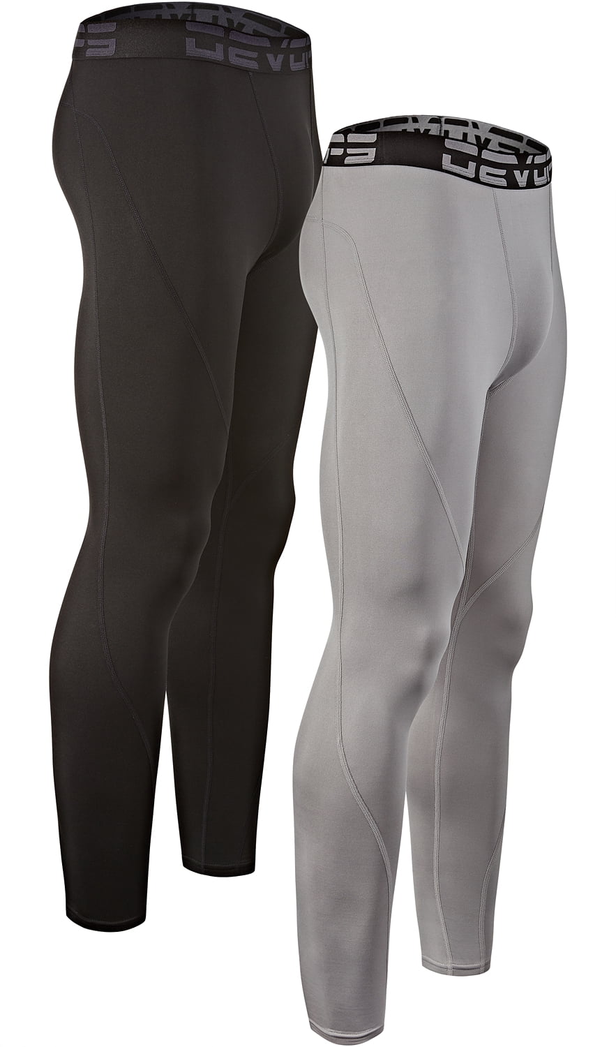 DEVOPS 2 Pack Men's thermal compression pants, Athletic sports Leggings  (2X-Large, Black/White)