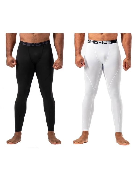 2 Pack Men's thermal compression pants, Athletic sports Leggings (Medium, Black/White)