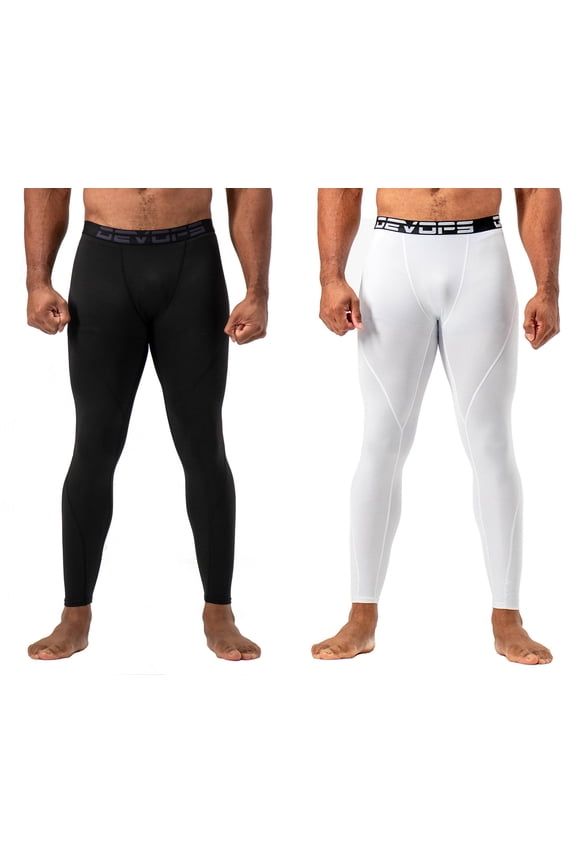 2 Pack Men's thermal compression pants, Athletic sports Leggings (Medium, Black/White)