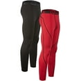thumbnail image 1 of DEVOPS 2 Pack Men's thermal compression pants, Athletic sports Leggings (Small, Black/Red), 1 of 3