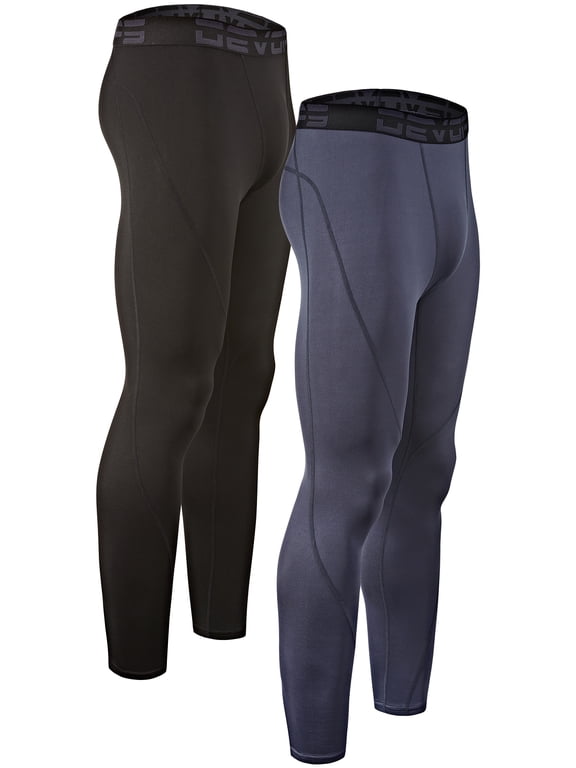 Men's 2 Pack Thermal Compression Pants, Athletic Base Layer Leggings