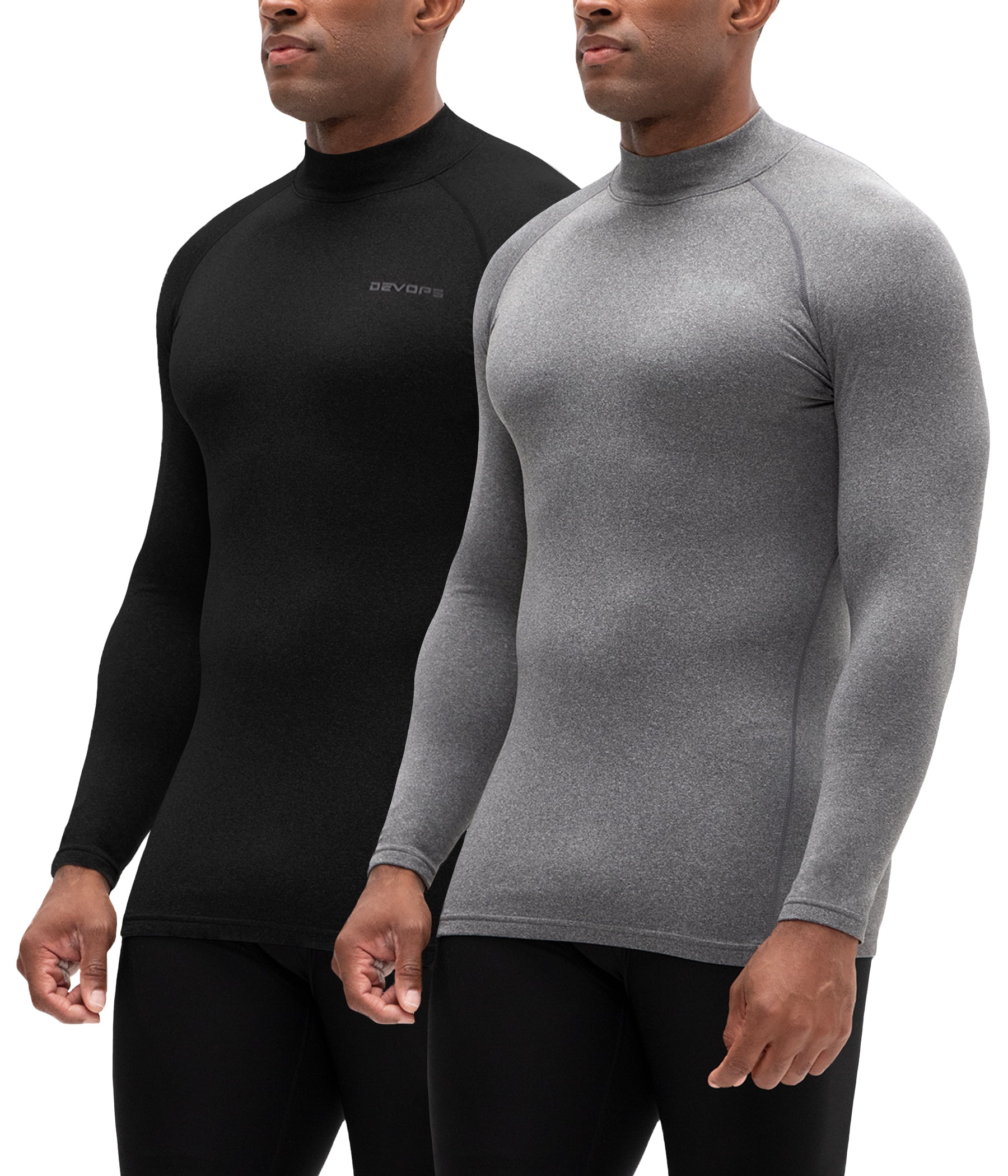 DEVOPS 2 Pack Men's thermal turtle neck long sleeve compression shirts ...