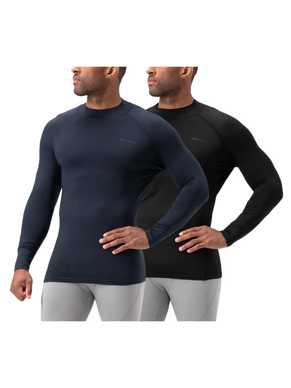 Men's Thermal Base Layer Top, Black/Navy (2 Pack)