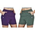 thumbnail image 1 of DEVOPS 2 Pack Women's Athletic Workout Sweat Shorts Lounge Pajama Shorts with Pocket (Large, Purple/Loden Frost), 1 of 1