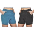 thumbnail image 1 of DEVOPS 2 Pack Women's Athletic Workout Sweat Shorts Lounge Pajama Shorts with Pocket (Medium, Ht.Charcoal/Copen Blue), 1 of 1