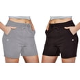 thumbnail image 1 of DEVOPS 2 Pack Women's Athletic Workout Sweat Shorts Lounge Pajama Shorts with Pocket (Small, Black/Ht.Lt.Grey), 1 of 1