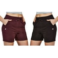 thumbnail image 1 of DEVOPS 2 Pack Women's Athletic Workout Sweat Shorts Lounge Pajama Shorts with Pocket (X-Large, Black/Burgandy), 1 of 1