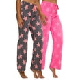 thumbnail image 1 of DEVOPS 2 Pack Women's Buffalo Plaid Plush Fleece Pajama Pants Sleepwear (Large, Navy star/Pink Star), 1 of 7