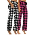 thumbnail image 1 of DEVOPS 2 Pack Women's Buffalo Plaid Plush Fleece Pajama Pants Sleepwear (X-Small, White/Fuchsia Black), 1 of 7